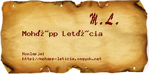 Mohápp Letícia névjegykártya
